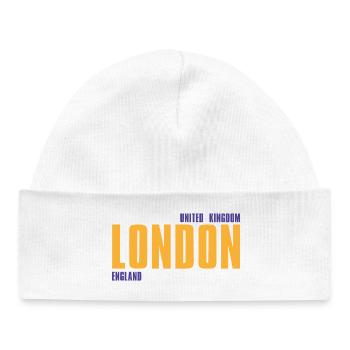 Londres en texte doré avec accents bleus - Bonnet bébé bio - blanc - Devant