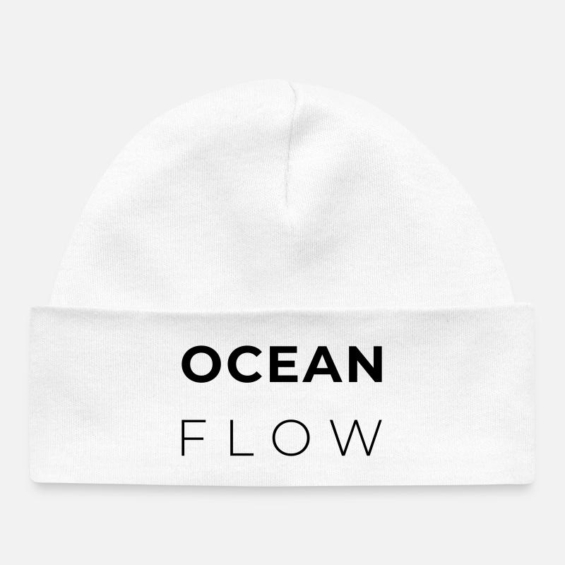 OCEAN FLOW - Minimalist Atlantic Design - Baby Organic Beanie - white