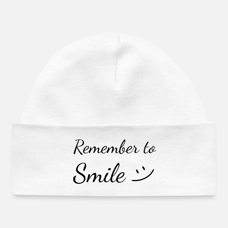 N’oubliez pas de sourire - Bonnet bébé bio - blanc