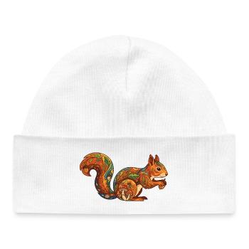 Autumnal Squirrel Pattern Forest Life Nature - Baby Organic Beanie - white - Front