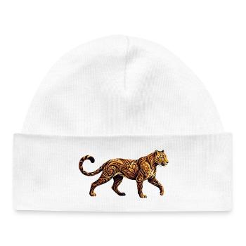 Motif floral tribal léopard orné - Bonnet bébé bio - blanc - Devant