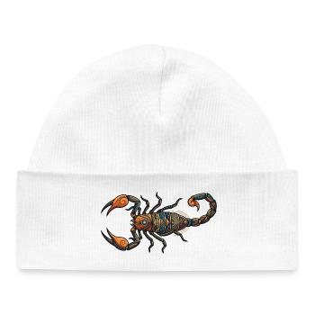 Motif géométrique tribal du scorpion - Bonnet bébé bio - blanc - Devant