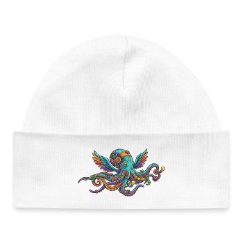 Créatures fantastiques de pieuvre steampunk colorée avec des ailes - Bonnet bébé bio - blanc - Devant