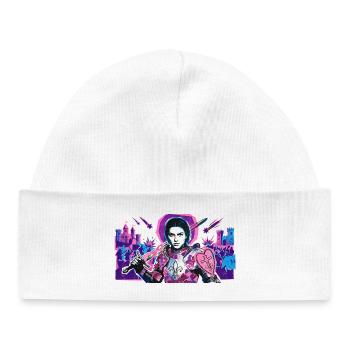 Neon Knight with Heart Shield - Baby Organic Beanie - white - Front