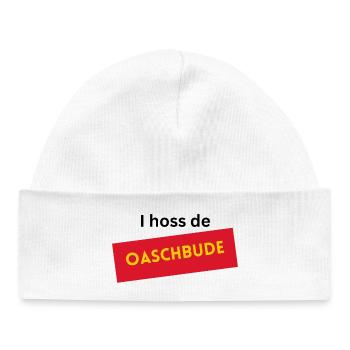 I hoss de Oaschbude  - Baby Organic Mütze - Weiß - Vorne
