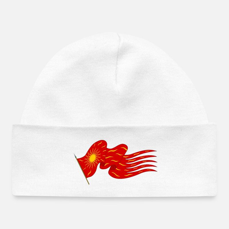 Oriflamme - Drapeau Soleil en Feu - Bonnet bébé bio - blanc