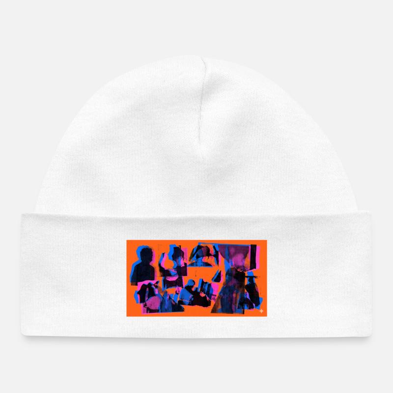 Collage Pop Silhouettes - Bonnet bébé bio - blanc