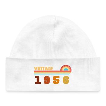 70 Year Old Black Gold Tee Born 1956 - Baby Organic Beanie - white - Front