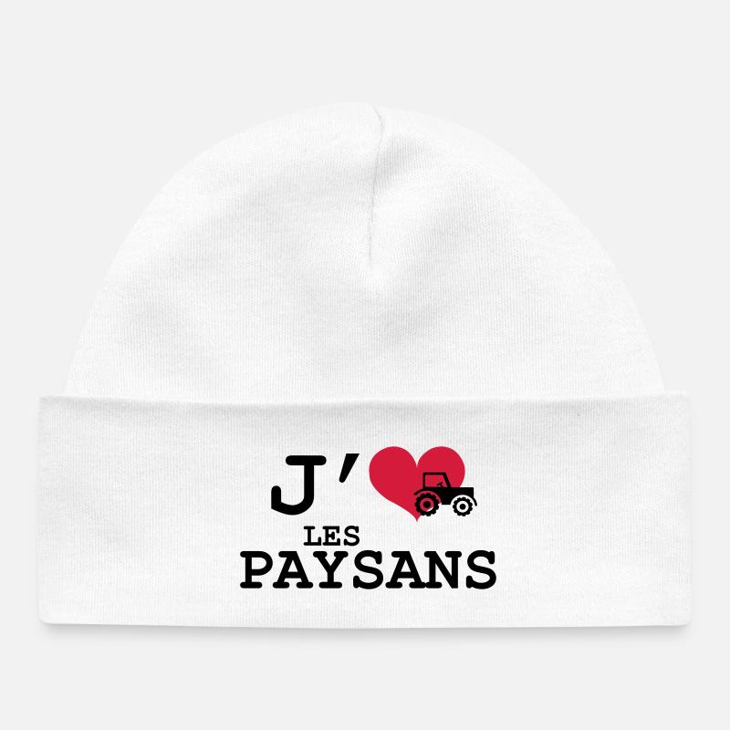 J'aime les Paysans - Bonnet bébé bio - blanc