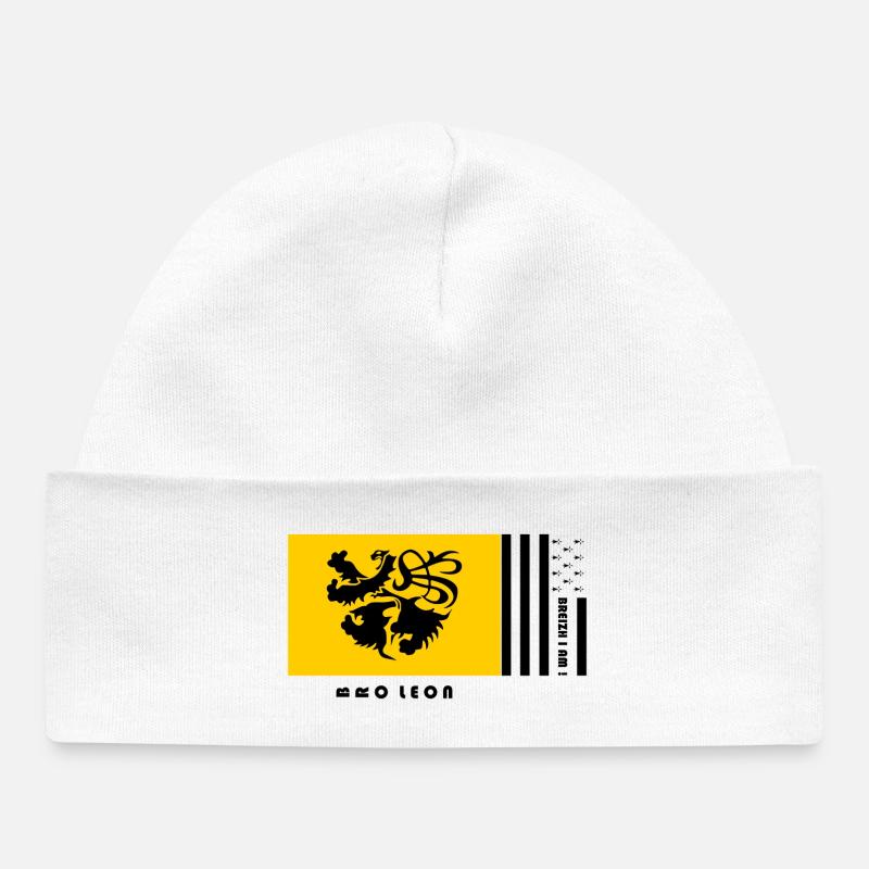 Bretagne - Blason Pays de Léon - Bonnet bébé bio - blanc