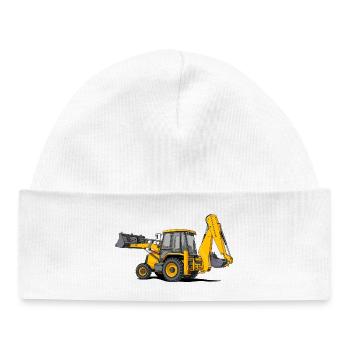 Tractor Loader - Baby Organic Beanie - white - Front