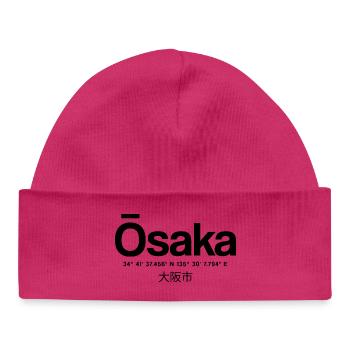 Osaka Japan Typografie mit Koordinaten - Baby Organic Mütze - Weiß - Vorne