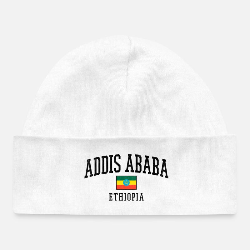 Motif graphique du drapeau d’Addis-Abeba en Éthiopie Description graphique - Bonnet bébé bio - blanc