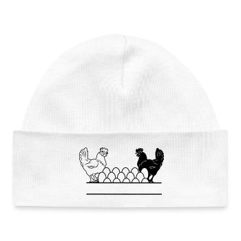 Monogramme de poulet foncé et clair - Bonnet bébé bio - blanc - Devant