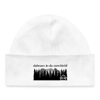 Dahoam in da Oaschicht-Daheim in secluded location, nature - Baby Organic Beanie - white - Front