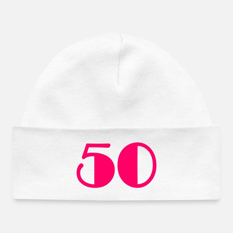 50. ANNIVERSAIRE. HAPPY BIRTHDAY - Bonnet bébé bio - blanc