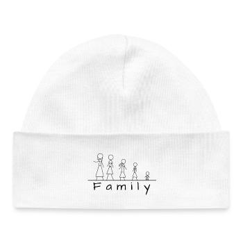 Famille de figurines en bâton - Bonnet bébé bio - blanc - Devant