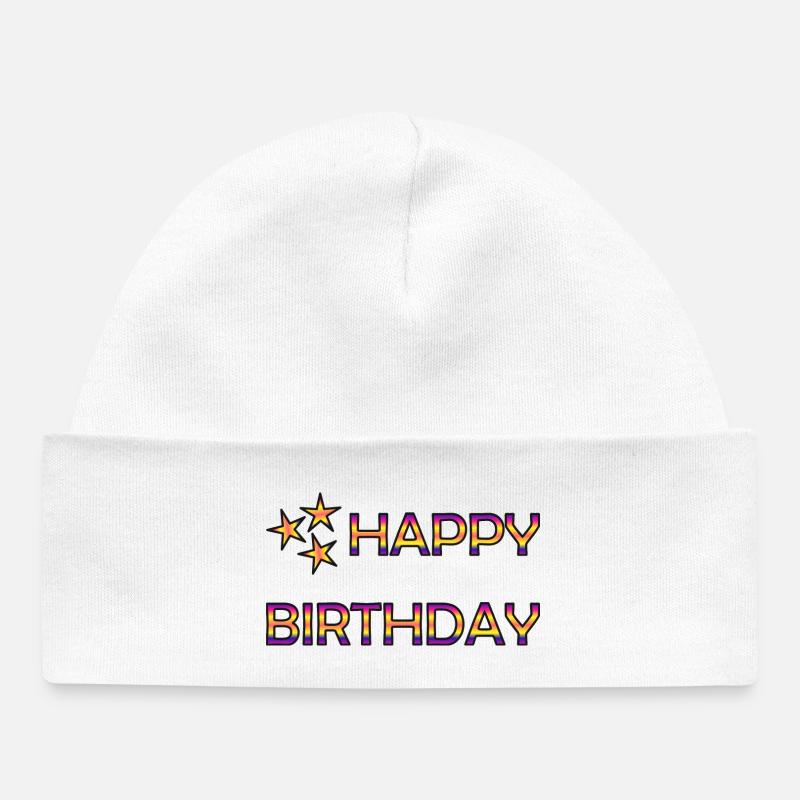 ANNIVERSAIRE. HAPPY BIRTHDAY - Bonnet bébé bio - blanc