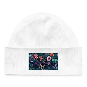 Nocturnal Tropical Flowers Hummingbirds - Baby Organic Beanie - white - Front