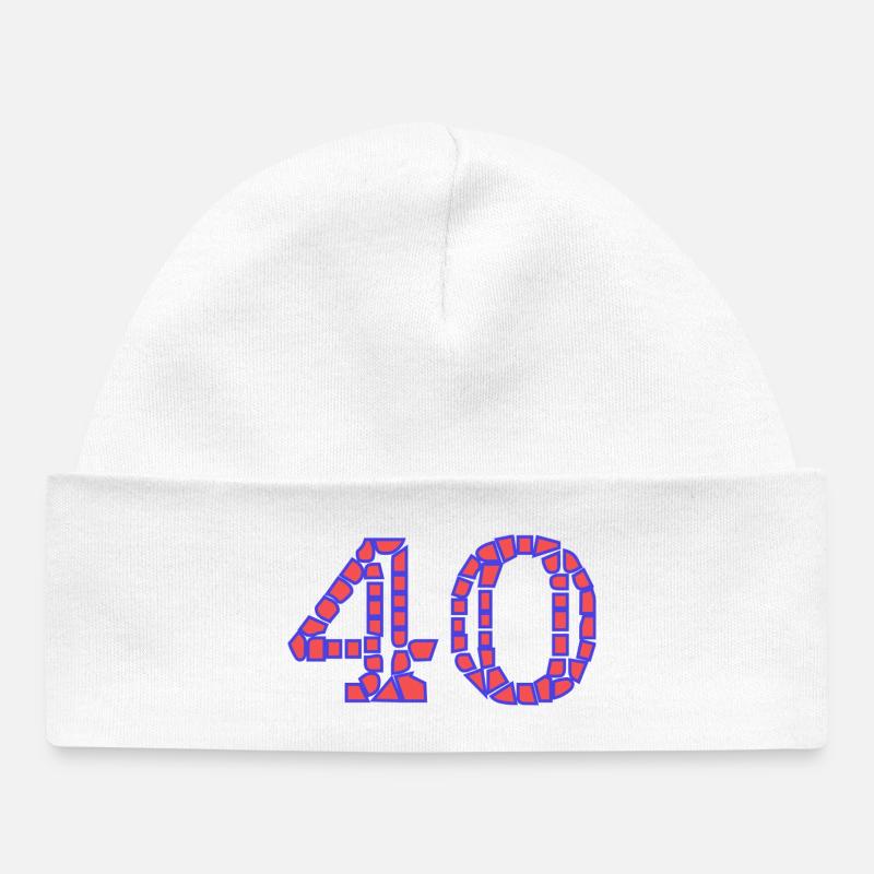 40. 40 ANS. 40e ANNIVERSAIRE. ANNIVERSAIRE 40 ANS. - Bonnet bébé bio - blanc