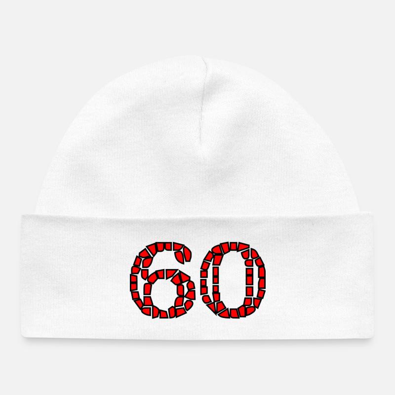 60. 60 ANS. 60e ANNIVERSAIRE. ANNIVERSAIRE 60 ANS. - Bonnet bébé bio - blanc