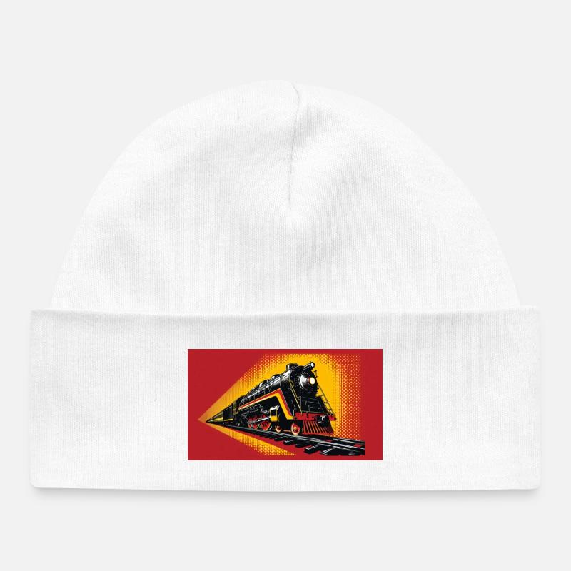 Train 1 2 - Baby Organic Beanie - white