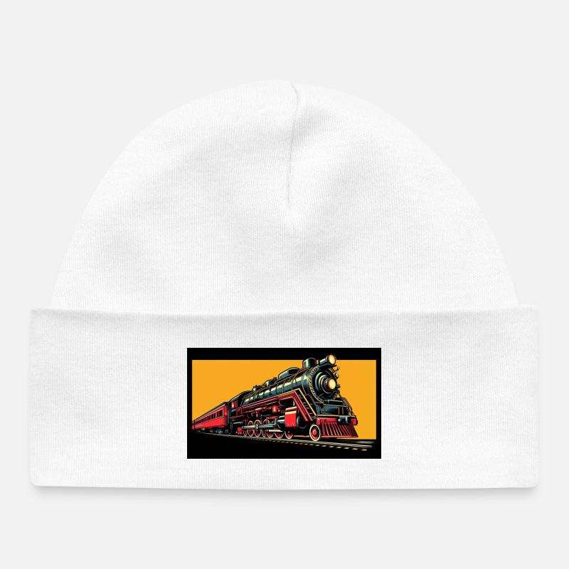 Train 1 3 - Baby Organic Beanie - white