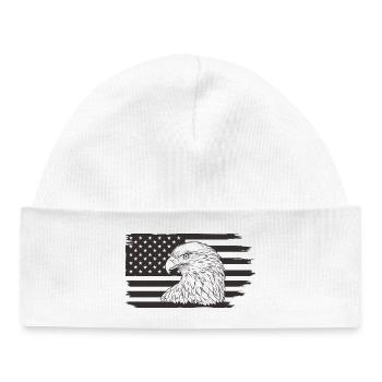 Eagle with American Flag Outline - Baby Organic Beanie - white - Front
