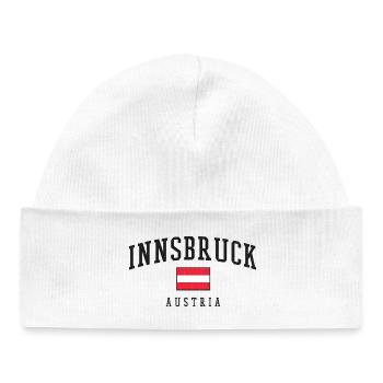 Logo du drapeau vintage d’Innsbruck – Autriche - Bonnet bébé bio - blanc - Devant
