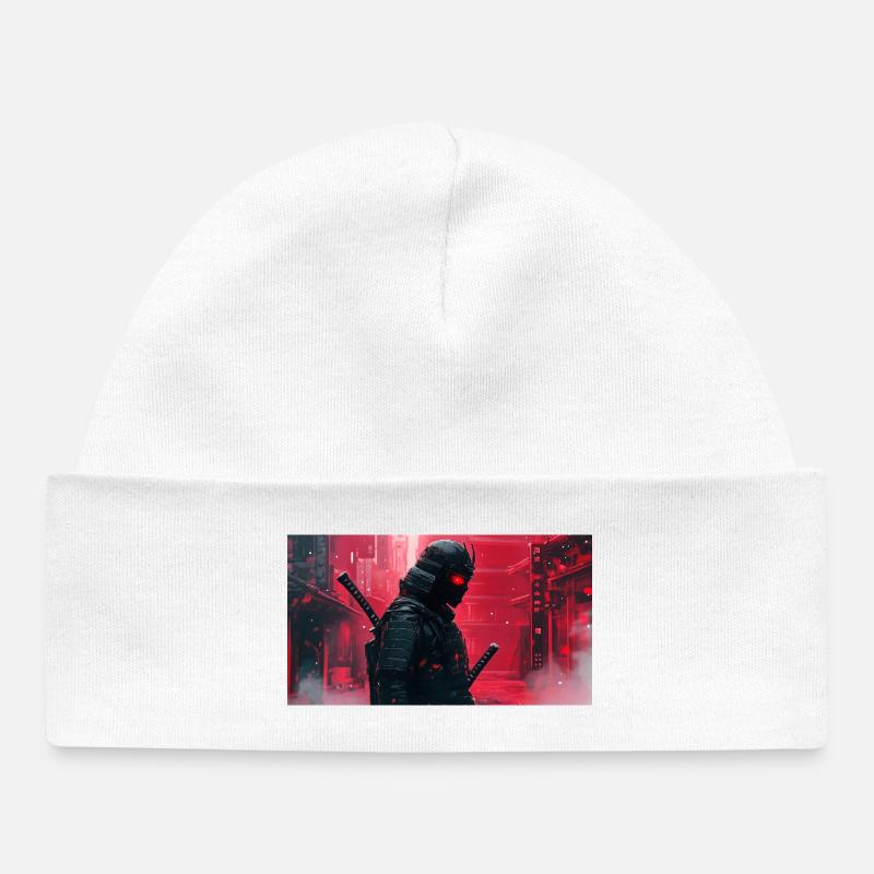Samouraï Futuriste Noire - Bonnet bébé bio - blanc