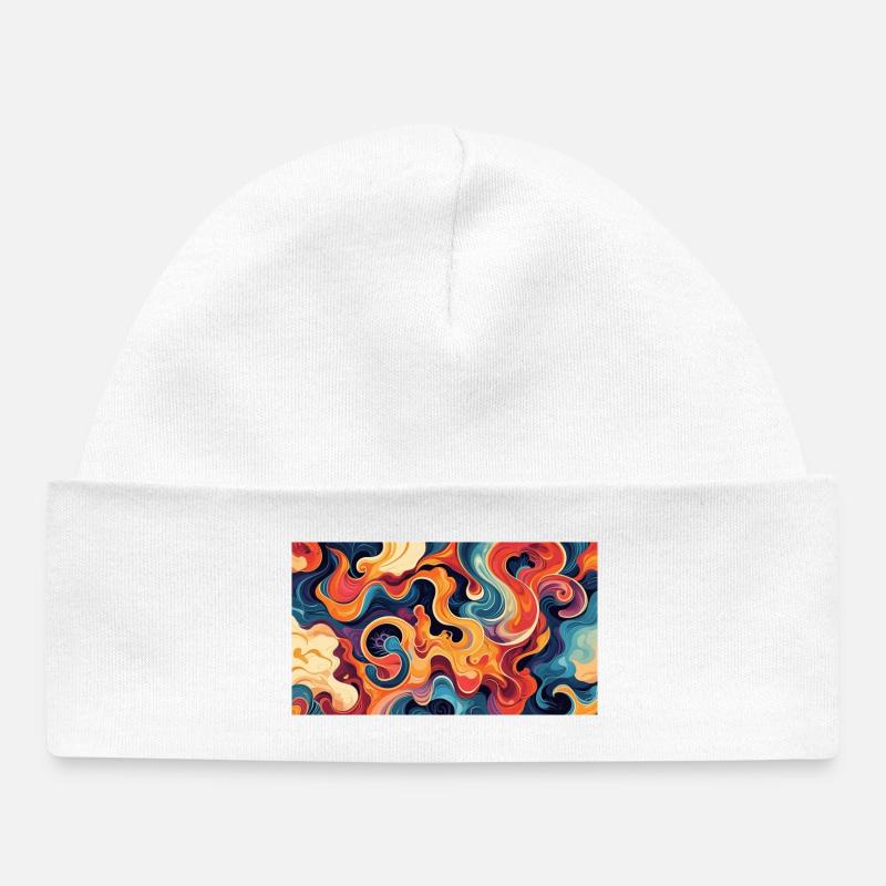 Œuvre d’art abstraite fluide et vibrante - Bonnet bébé bio - blanc