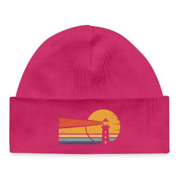 Lighthouse Retro Sunset - Baby Organic Beanie - white - Front