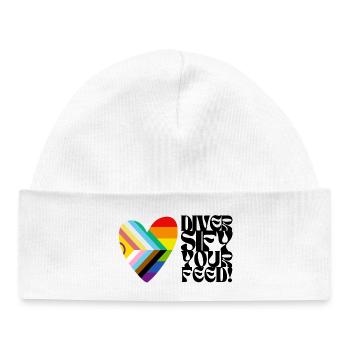 🌈♿ Diversify Your Feed –Progress Pride&Disability - Baby Organic Mütze - Weiß - Vorne