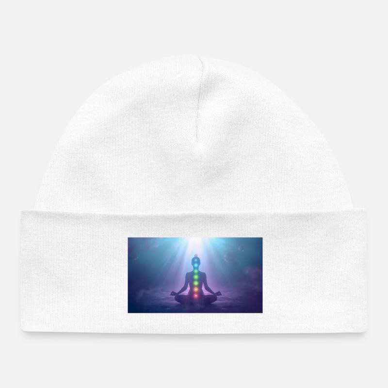 Chakra Méditation Rayons de Lumière Yoga - Bonnet bébé bio - blanc