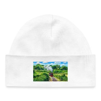 Le chemin de fer au cœur d’or - Bonnet bébé bio - blanc - Devant