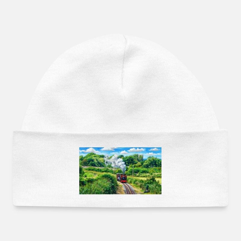 Le chemin de fer au cœur d’or - Bonnet bébé bio - blanc