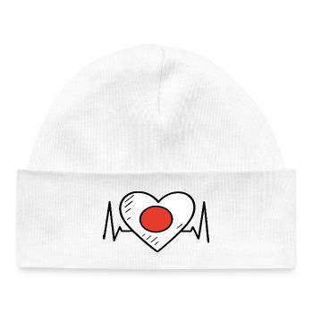 Japan Heartbeat Line Flagge Liebe Reisen Design - Baby Organic Mütze - Weiß - Vorne