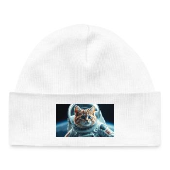 Katzenastronaut im Orbit - Baby Organic Mütze - Weiß - Vorne