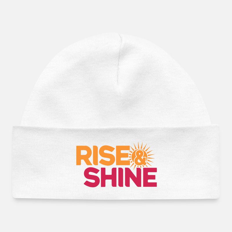 Lever et briller - Soleil de motivation du matin - Bonnet bébé bio - blanc