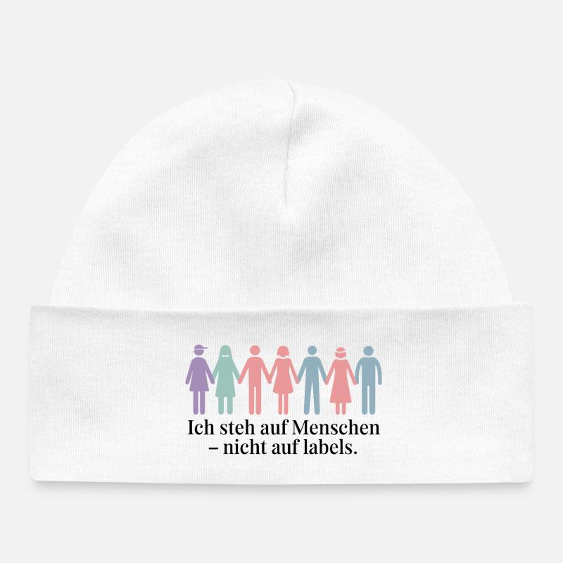 J’aime les gens – pas les étiquettes - Bonnet bébé bio - blanc