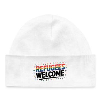 Refugees Welcome - Cool Pride Logo - Baby Organic Mütze - Weiß - Vorne