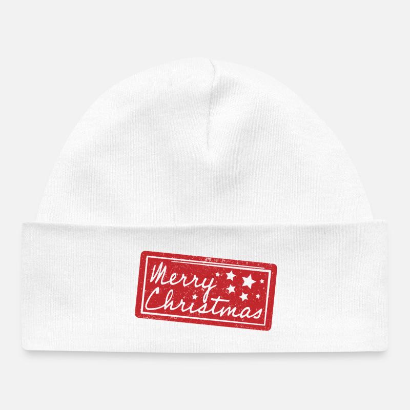 Joyeux Noël Style Rouge Scellé - Bonnet bébé bio - blanc