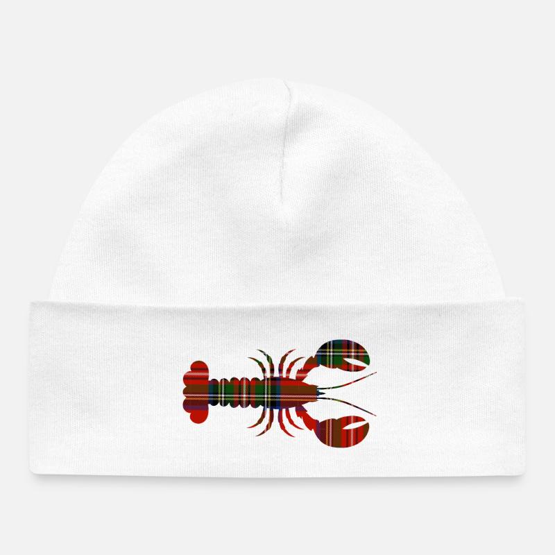 Tartan de homard - Bonnet bébé bio - blanc