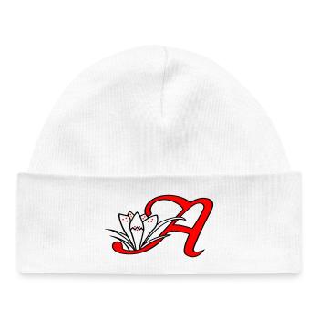 Lettre A Initiale - Bonnet bébé bio - blanc - Devant