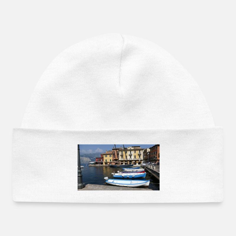 Malcesine sur le lac de Garde - Bonnet bébé bio - blanc