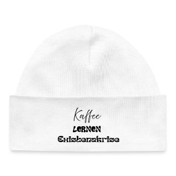 Coffee -> Learning -> Existential Crisis - Baby Organic Beanie - white - Front