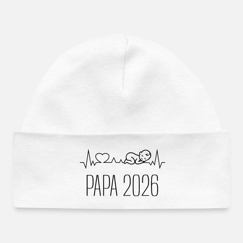 Futur Papa 2026 Battement de Cœur - Bonnet bébé bio - blanc