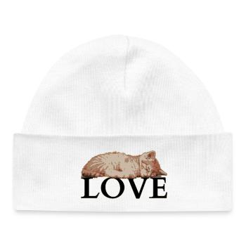 Sleeping Cat LOVE – Cozy Katzenliebe - Bonnet bébé bio - blanc - Devant