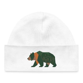 Forêt géométrique Ours Clair de Lune - Bonnet bébé bio - blanc - Devant