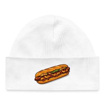 Cartoon Hot Dog Illustration - Baby Organic Beanie - white - Front